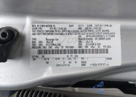 2012 Ford Focus Sel из США, поврежденный, VIN 1FAHP3M22CL317489